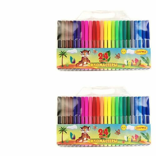 Лимпопо Фломастеры Тигренок, 24 цветов, 2 уп