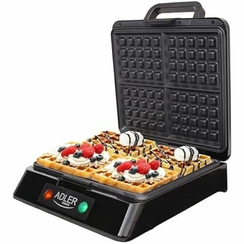 Вафельница ADLER EUROPE AD 3036 мощность 1300 Вт Хрустящие бельгийские вафли сладкие и соленые вафли 4 большие вафли размера XXL антипригарное покрытие 1438800₽