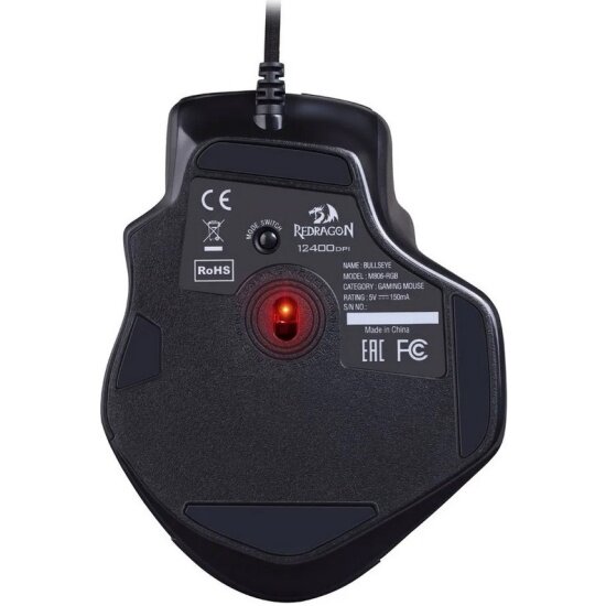 Мышь Redragon "Bullseye", проводная, 8 клавиш, 12400 DPI, USB, черная — фото 1