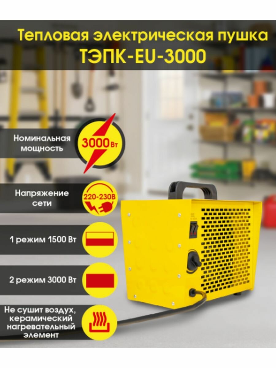 фото Тепловая электрическая пушка EUROLUX ТЭПК-EU-3000 /3кВт