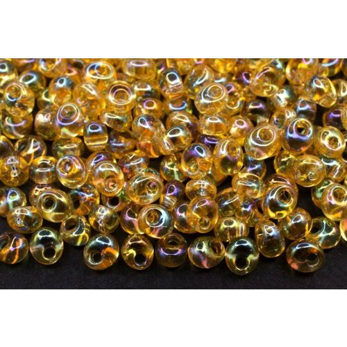 Бисер японский MIYUKI Magatama 4мм #0132R светлый топаз, радужный прозрачный, 10 грамм