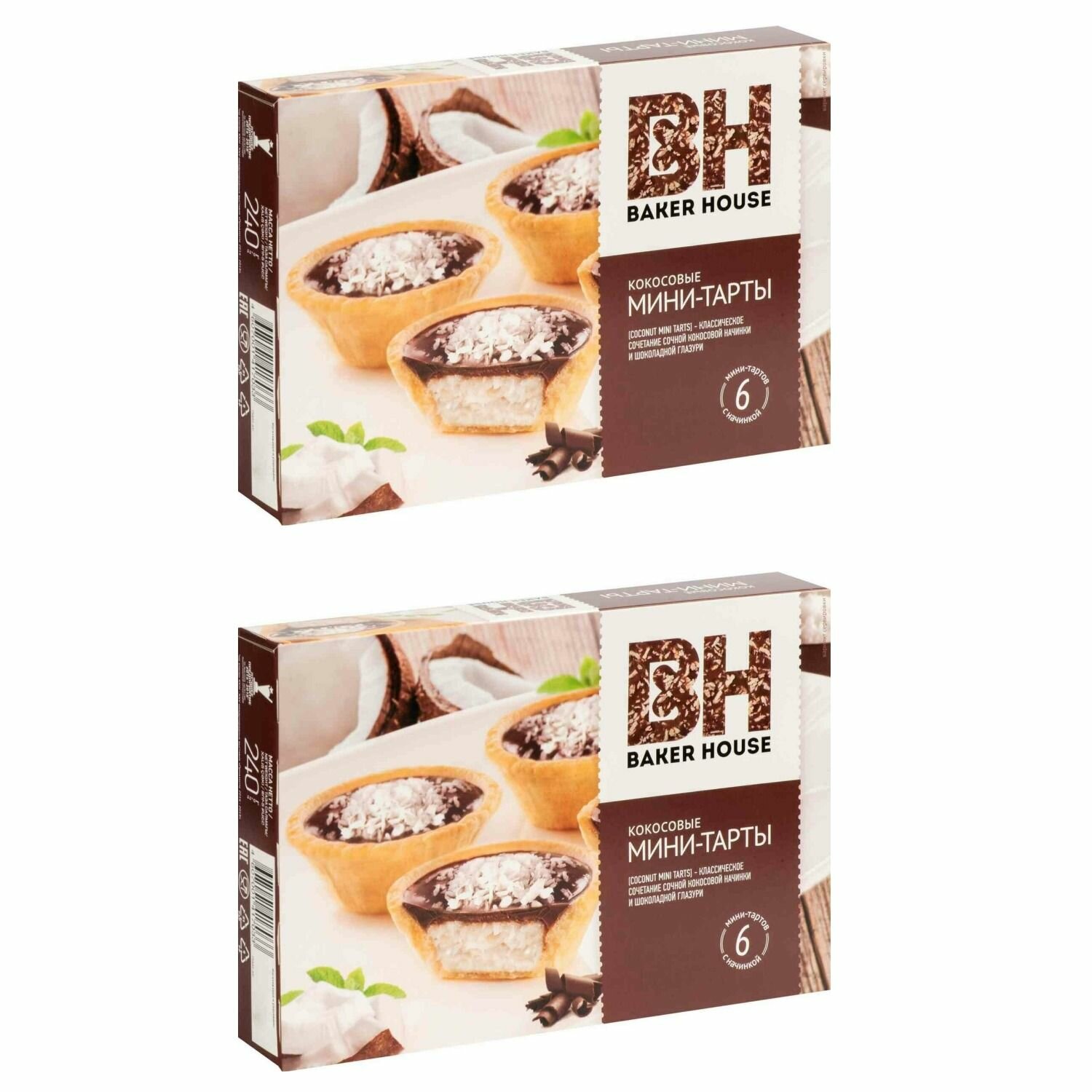 Baker House Мини-тарты Кокосовые 240 г, 2 уп