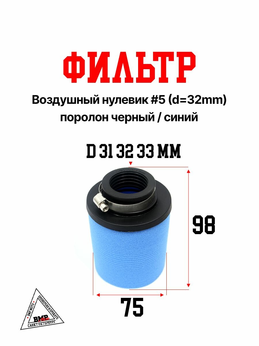 Фильтр воздушный нулевик 32 мм поролон