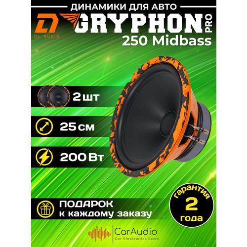 Среднечастотная акустика DL AUDIO Gryphon Pro 250 Midbass 25см 2шт 10350₽