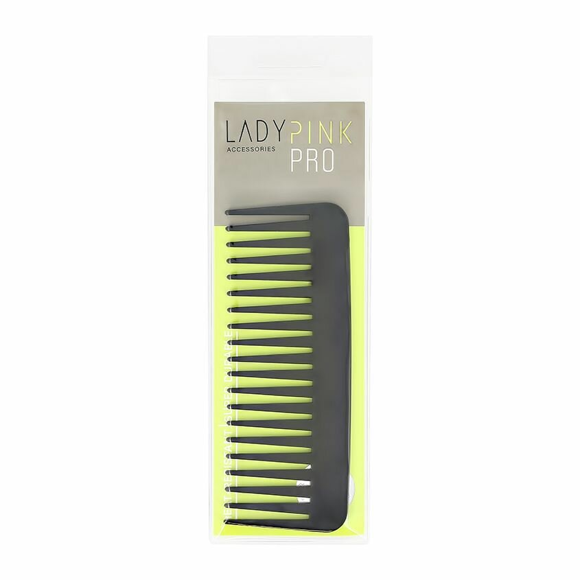 Расческа-гребень для волос LADY PINK BASIC PROFESSIONAL карбоновая с редкими зубьями 16 см — фото 1