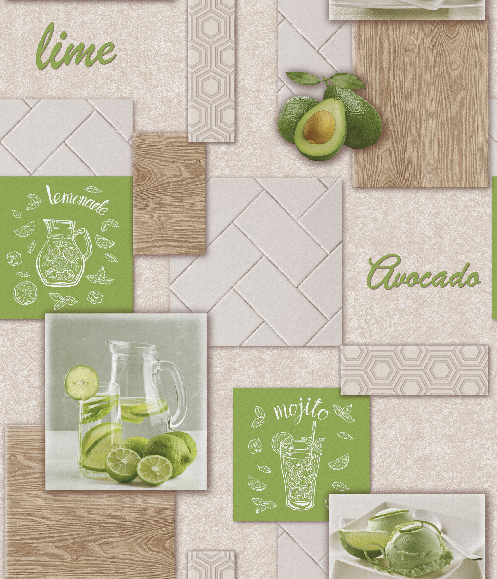 Обои бумажные моющиеся полуметровые 053*10м Авокадо 5