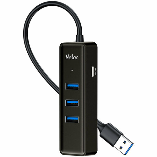 Сетевой адаптер USB-хаб Netac USB Hub WF12 USB 30 на 3xUSB 30 RJ-45 1Gb Черный NT08WF12-30BK 1190₽