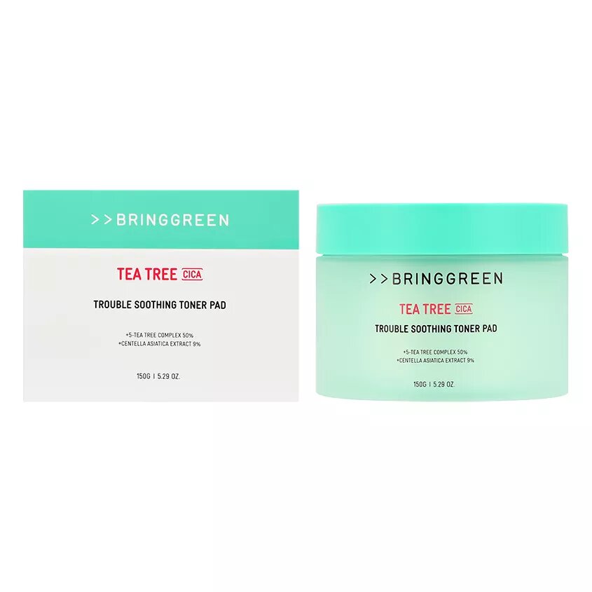 Диски для лица `BRING GREEN` Tea Tree с чайным деревом против несовершенств кожи (успокаивающие) 150 г