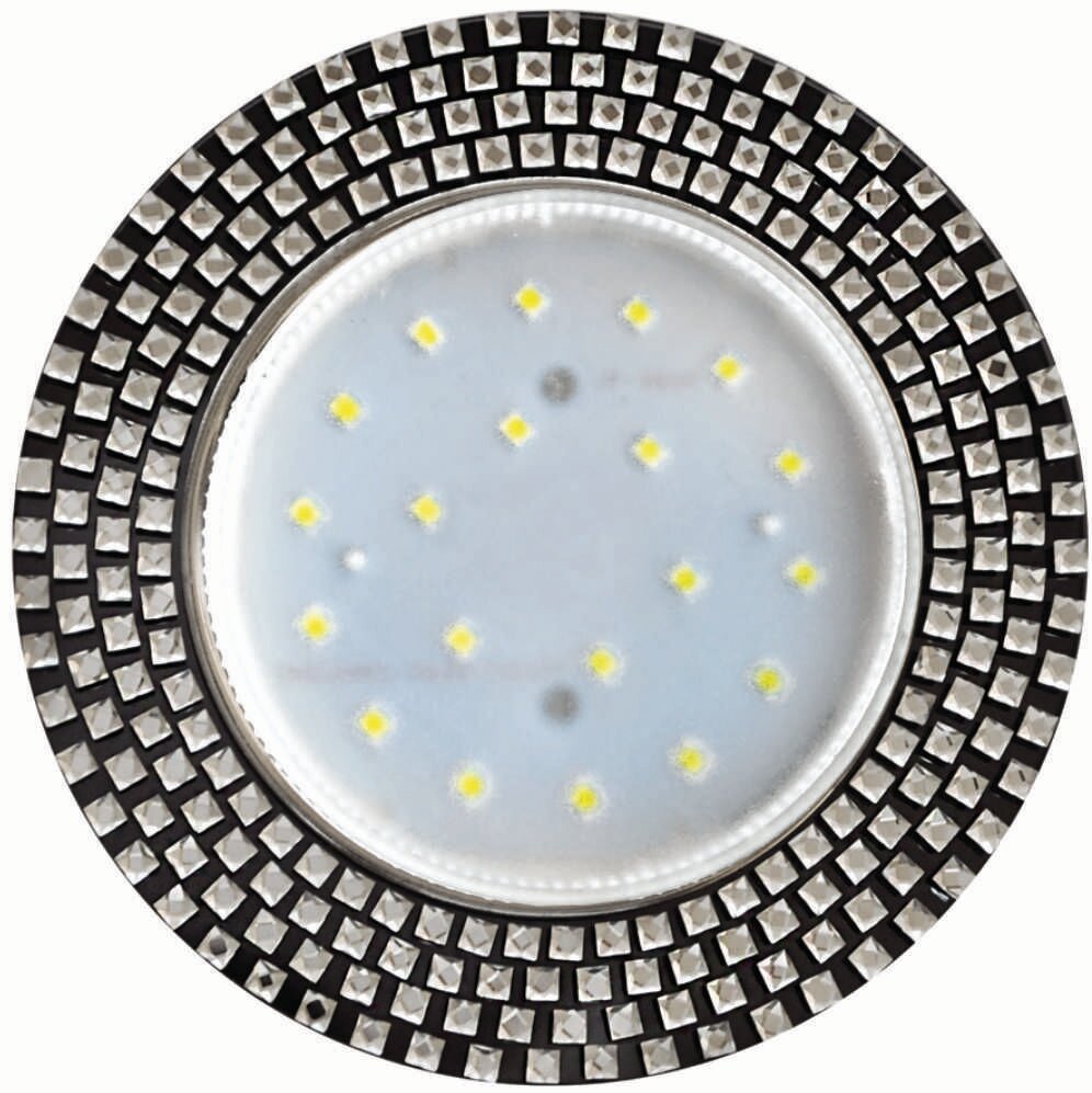 Ecola GX53 H4 5319 Glass Светильник встраиваемый Круг с прозр. мозаикой/фон черный./центр. часть хром