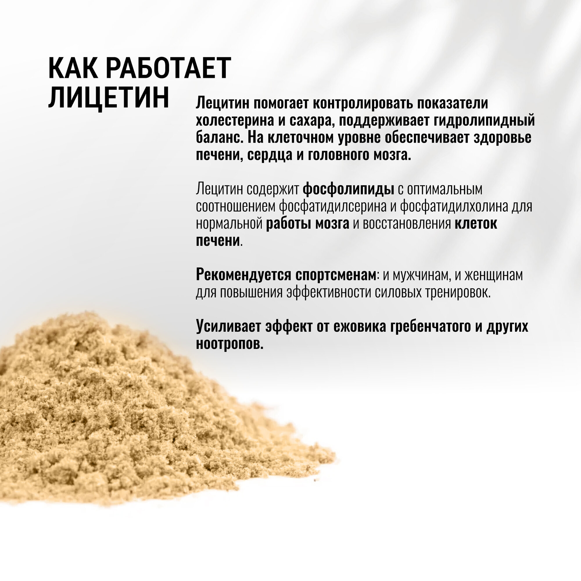 Изображение Лецитин соевый. Для мозга. Для памяти. Для снижения холестерина. Ноотроп. Адаптоген