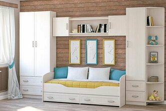 Молодежная Колибри Рамка набор 4, ширина 365см, комплект мебели, в детскую, в подростковую, шкаф, кровать
