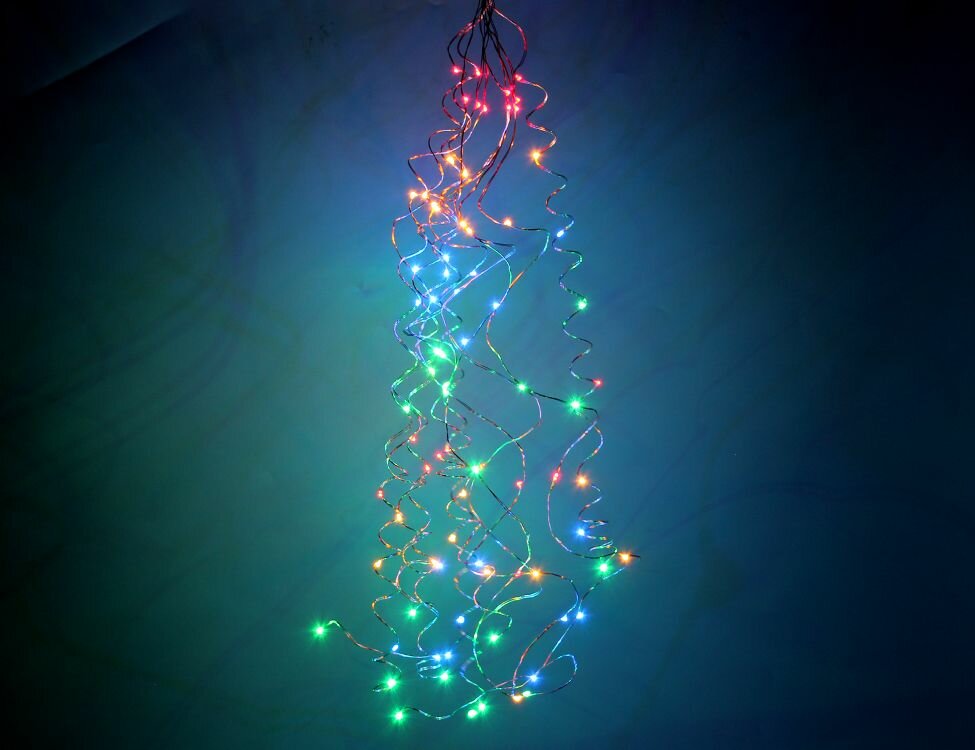 Гирлянда конский хвост 40 цветных mini LED-ламп 8*45+30 см серебряный провод батарейки Koopman International AX9703100-1