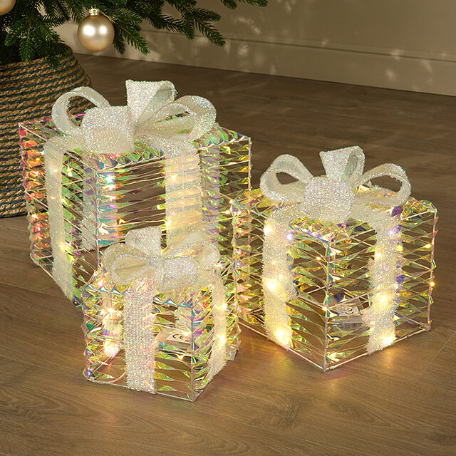 Светящиеся подарки Frosty Fantasy - Rainbow 17-29 см, 3 шт, 20 теплых белых LED ламп