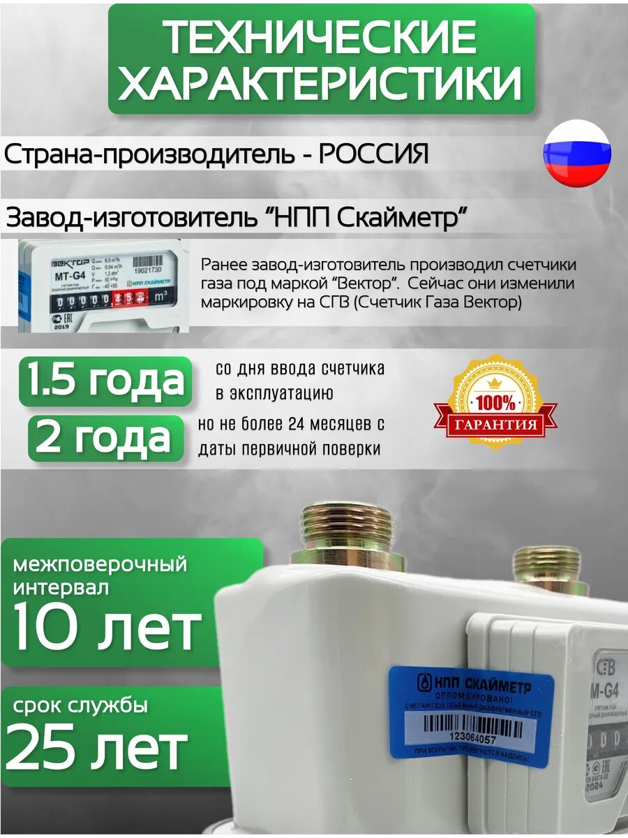 Счетчик газа СГВ-М-G4 левый G1 ( под Воронеж) — фото 1