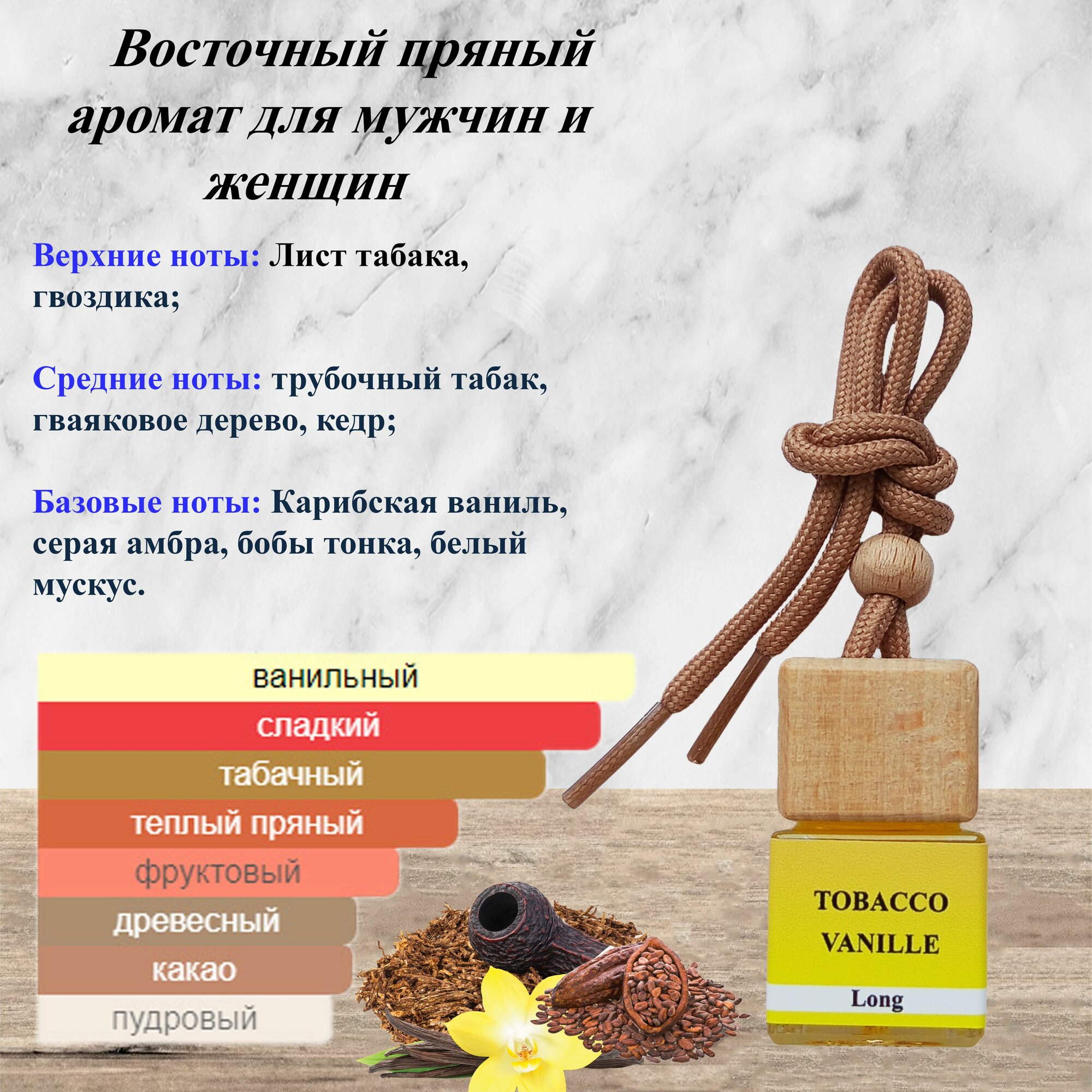 Ароматизатор в машину парфюм с ароматом Tobacco Vanille LONG / автопарфюм 7мл/подарок — фото 1