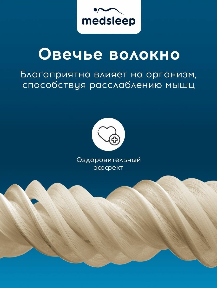 Medsleep Одеяло евро, всесезонное "Aries" теплое 250 г/м2, овечья шерсть, микроволокно "Лебяжий пух", 200х210 — фото 1