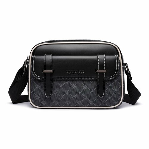 Сумка мессенджер MARK FAIRWHALE, фактура лаковая, зернистая, гладкая, рельефная, черный