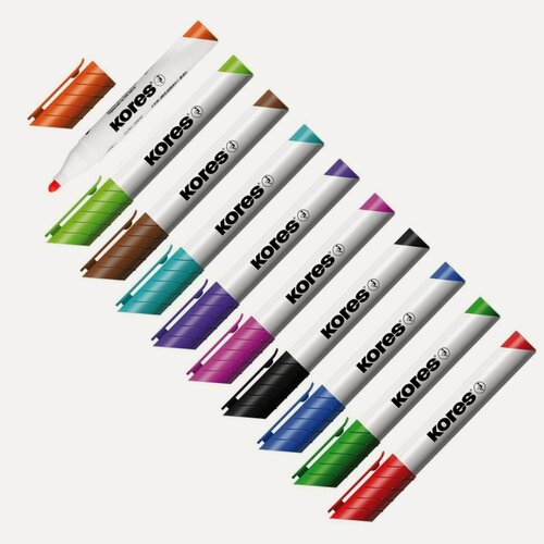 Изображение товара Набор маркеров для досок Kores (круглый наконечник, 3мм, 10 цветов) 10шт. (20800)