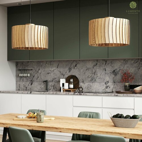 Люстра потолочная подвесная на кухню, в детскую, в спальню, в гостиную, в зал из дерева Lumento