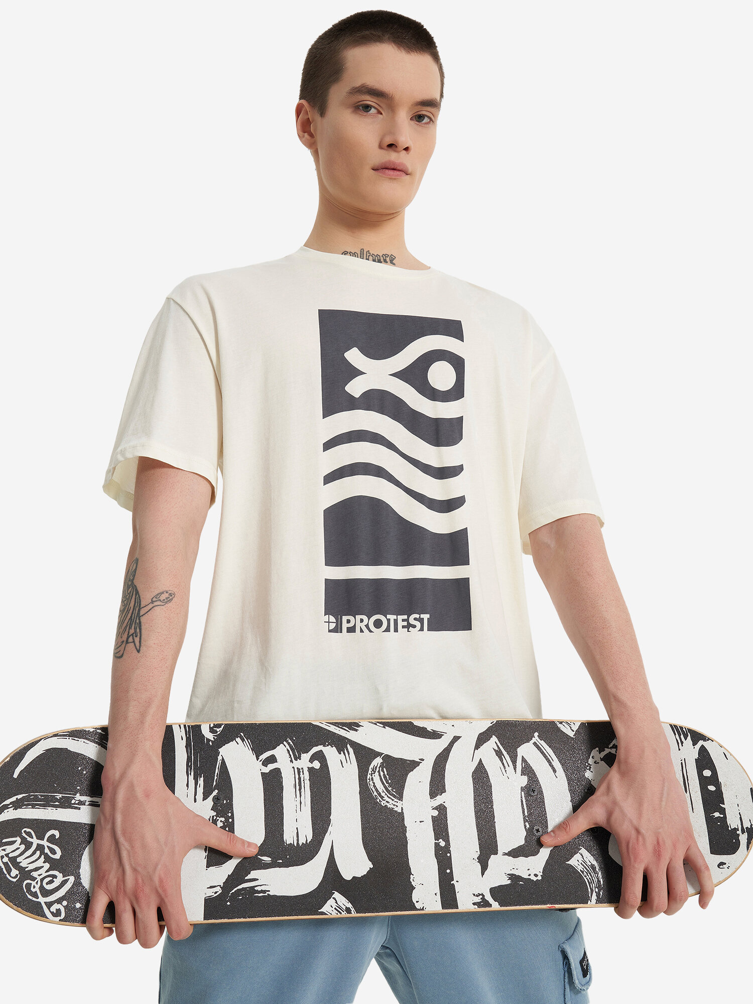 Футболка PROTEST Protest SS25 Male T-Shirt S&W, размер 52, кремовый