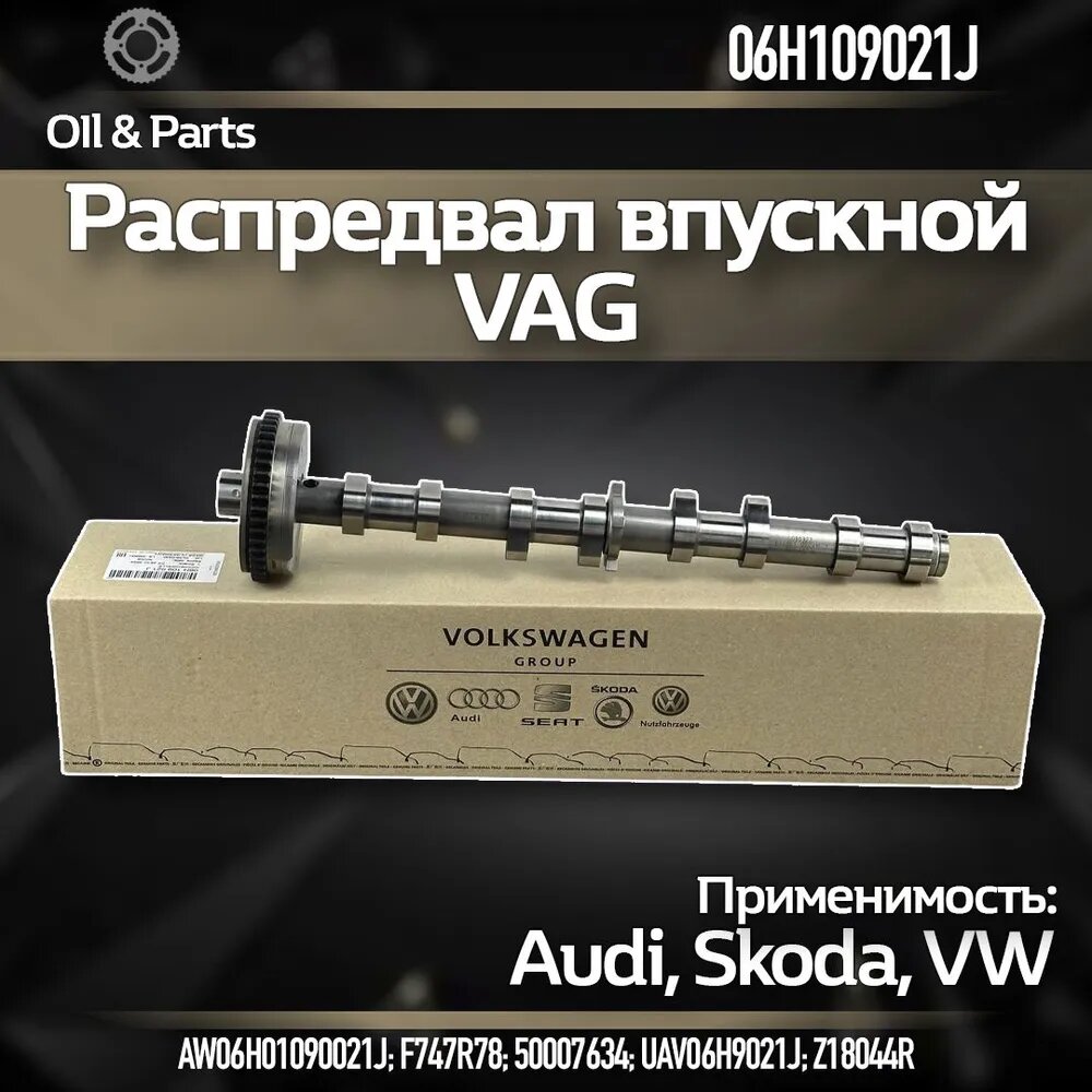 Распредвал впускной VAG арт. 06H109021J, для Audi/VW/Skoda/Seat/Seat, серебристый, 1 шт.