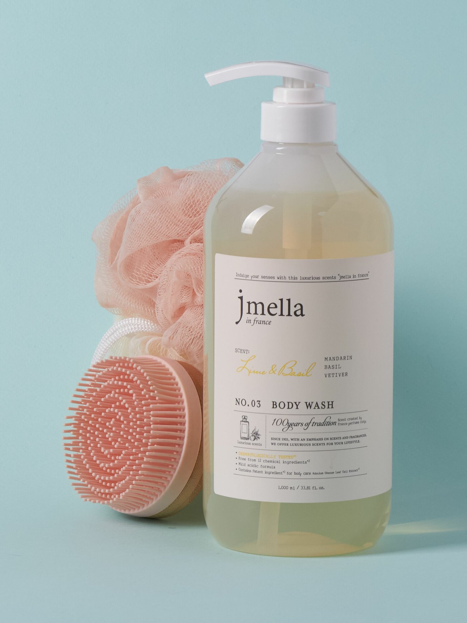 Jmella Гель для душа парфюмированный "Лайм и базилик" 1000мл In France Lime & Basil Body Wash — фото 1