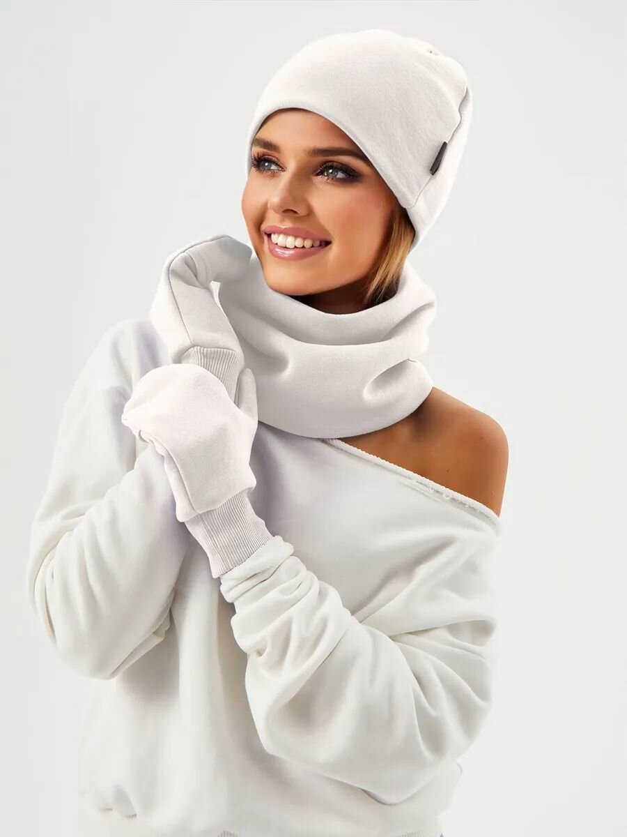 Комплект с головным убором HIGH TEMP Базовая коллекция для женщин, размер ONE SIZE, молочный — фото 1