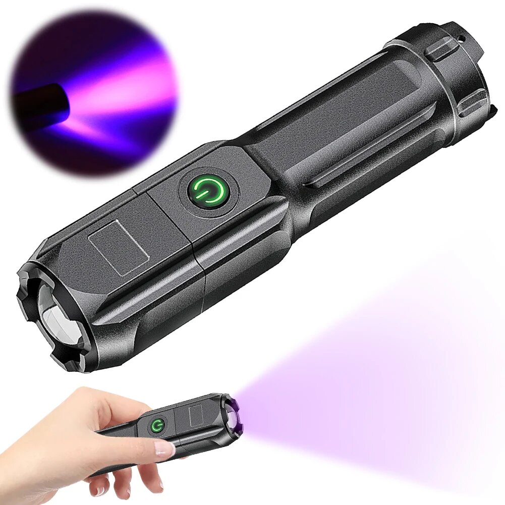 VKTECH 395нм USB фонарик черный свет, Black