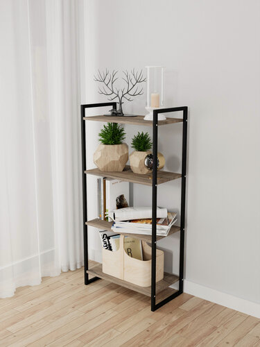 Изображение товара Стеллаж IamLoft 117x60x31 , лофт, универсальный, ЛДСП, металл, цвет дуб эвок