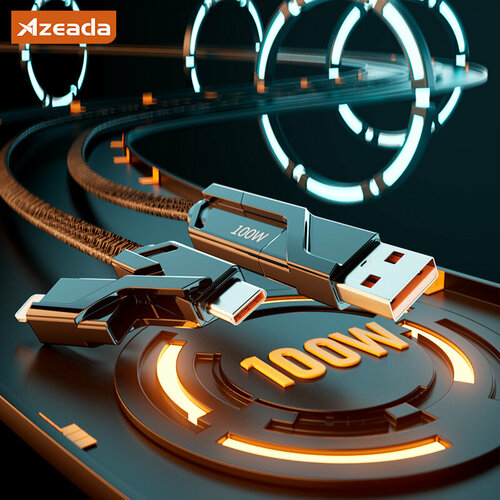 Кабель для быстрой зарядки и передачи данных 3 в 1, цвет черный.