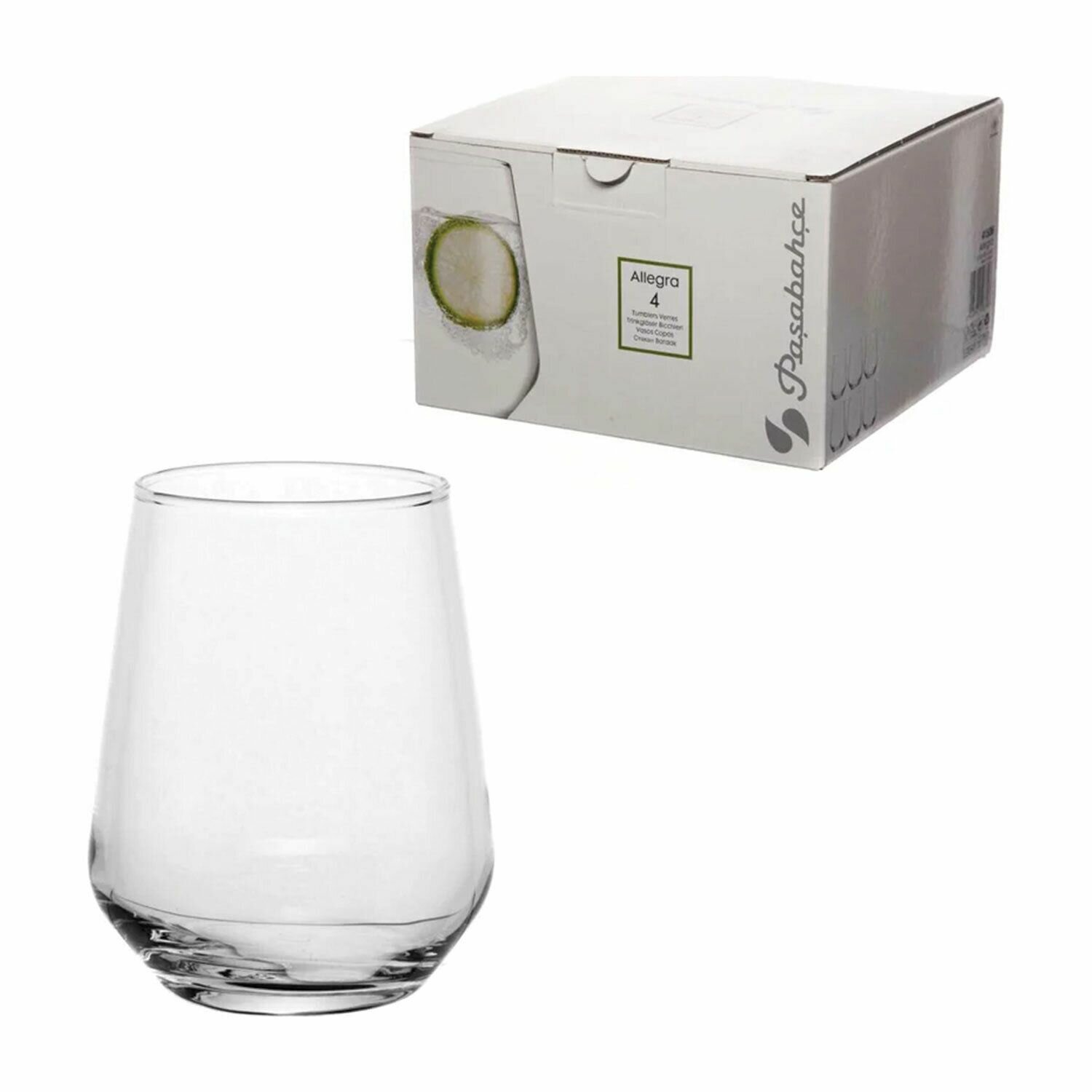 Стаканы Pasabahce низкий, объем 425 мл, 4 штуки, стекло "Аллегра" фирменная подарочная упаковка