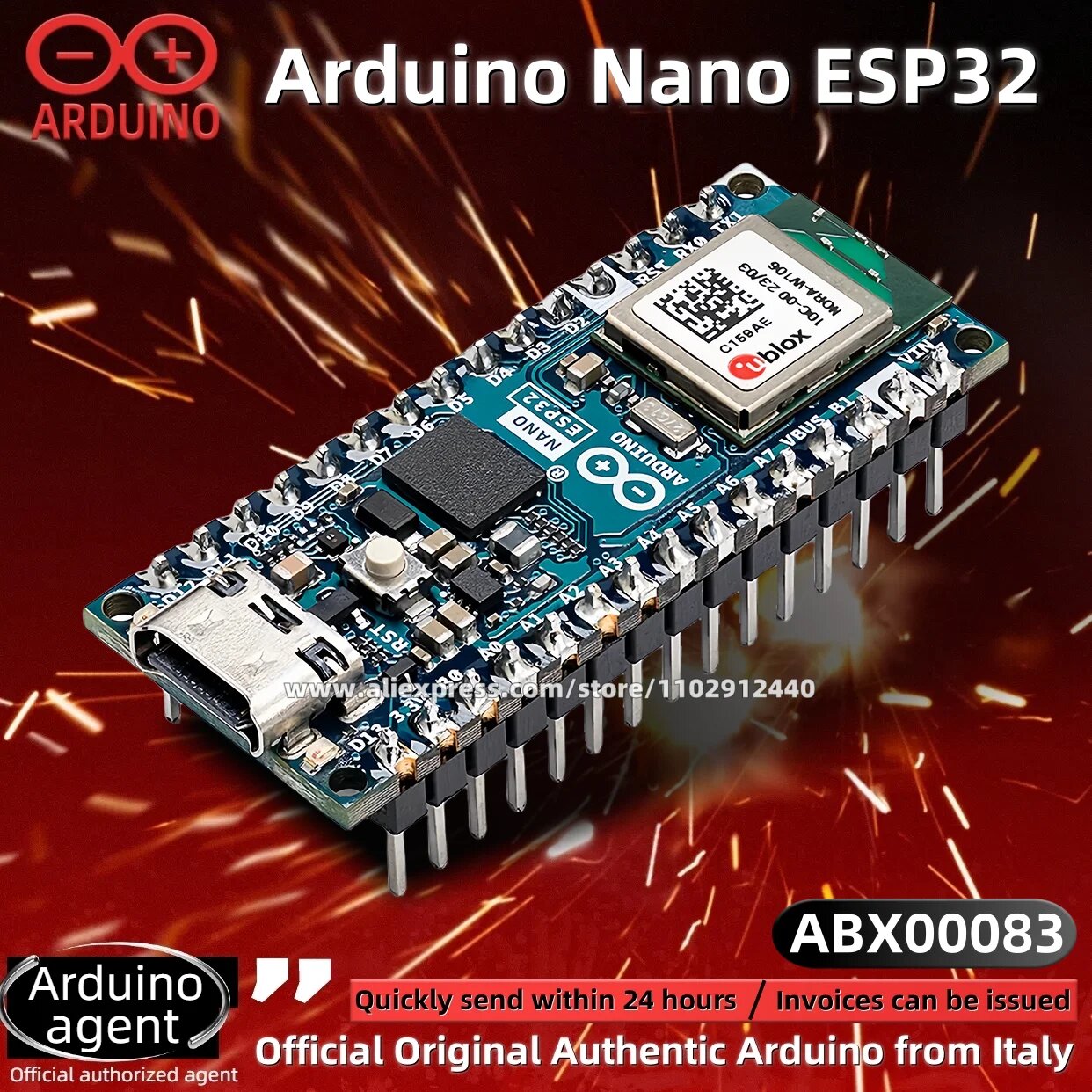 1 шт./лот Arduino Nano ESP32 с разъемами ABX00083 ESP32-S3 агент для макетной платы новый оригинальный точечный запас