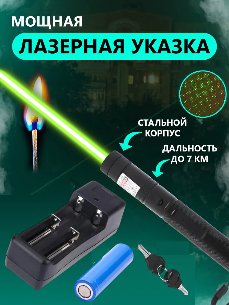 Лазерная указка со встроенным аккум-ом, зарядным устройством