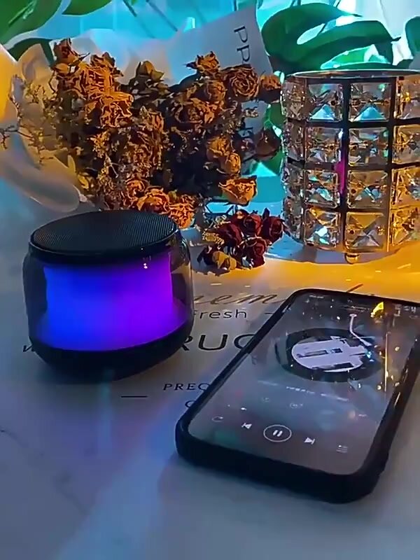 Беспроводная портативная мини bluetooth колонка с LED подсветкой, Портативная колонка купольная с поворотом 360 — фото 1