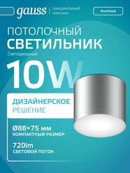 Светильник потолочный светодиодный 10W Хром Сатин 4100K Gauss Overhead