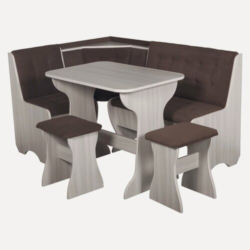 Изображение товара Кухонный уголок ку-1Л4 Т31, угол/стол/табурет, шимо светлый, коричневый