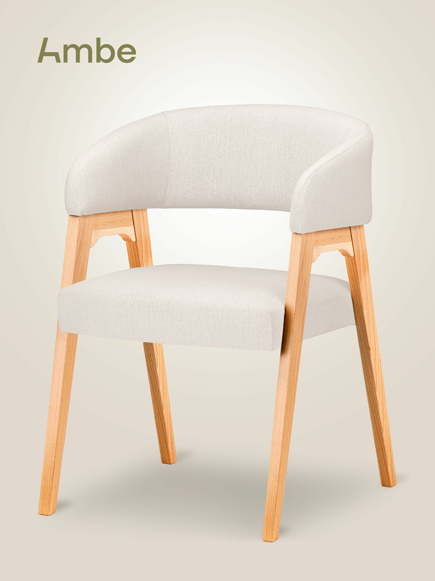 Стул для кухни Ambe Мэйтон, кресло из массива бука, Натуральный, Кремовый велюр