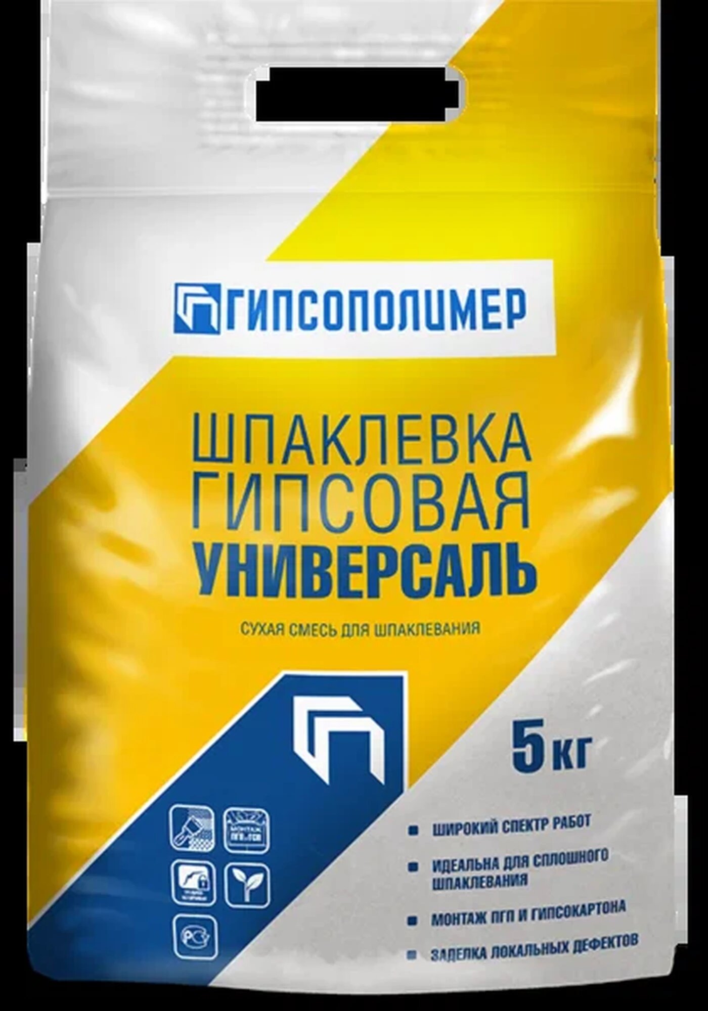 Шпаклевка (шпатлевка) для стен и потолка гипсовая выравнивающая универсаль Гипсополимер (5 кг)