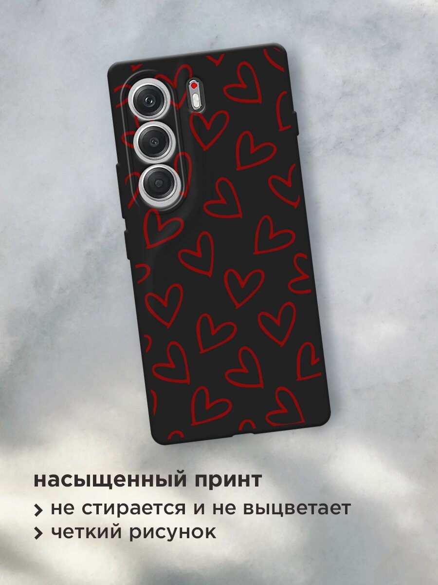 Черный матовый чехол на Tecno Camon 40 / Текно Камон 40 с принтом "Little hearts doodles 2 - 14 февраля" — фото 1