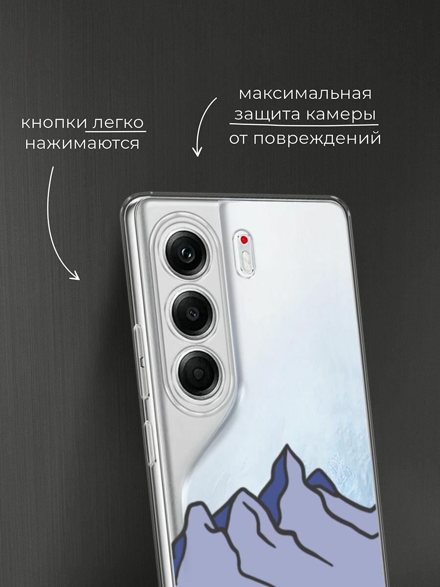 Чехол на Tecno Camon 40 Pro 5G / Текно Камон 40 Про 5G с принтом "Гора", прозрачный — фото 1