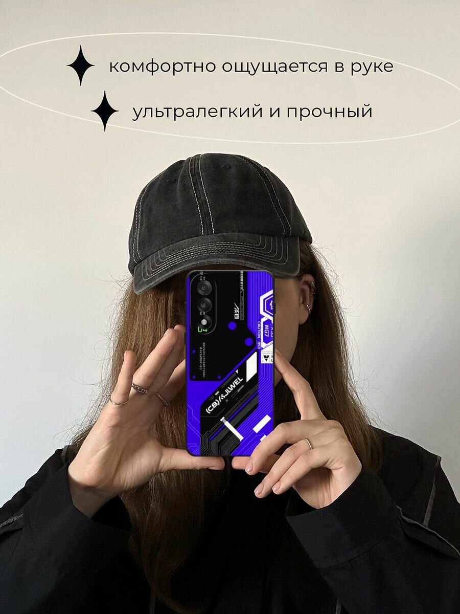 Черный матовый чехол на OnePlus Nord 5 / Ван Плас Норд 5 с принтом "Неоновый киберпанк" — фото 1