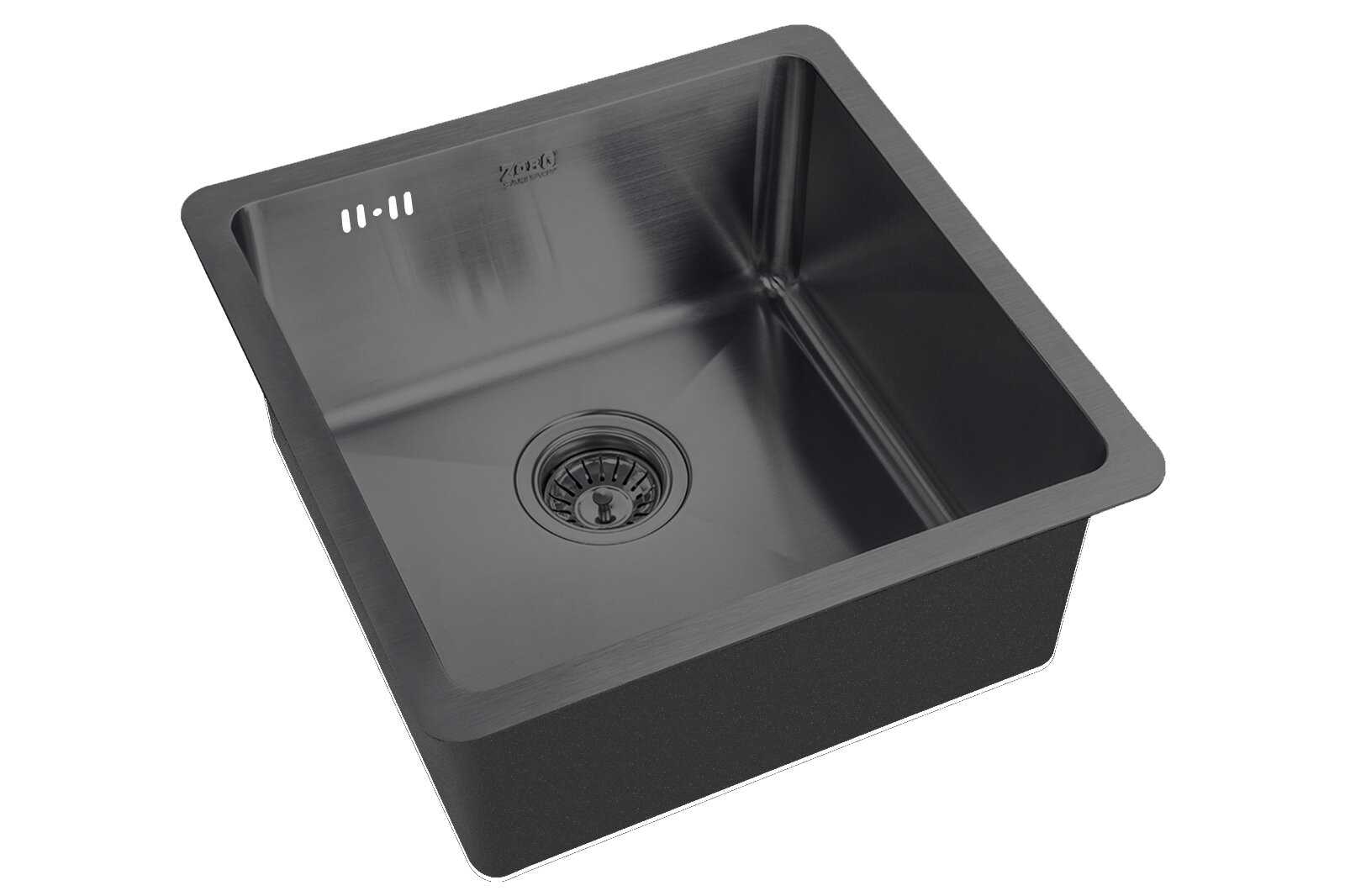 Кухонная мойка ZorG INOX HD 4444 GRAFIT, квадратная, PVD графит матовая, толщина 1,5 мм, глубина 22 см, премиум