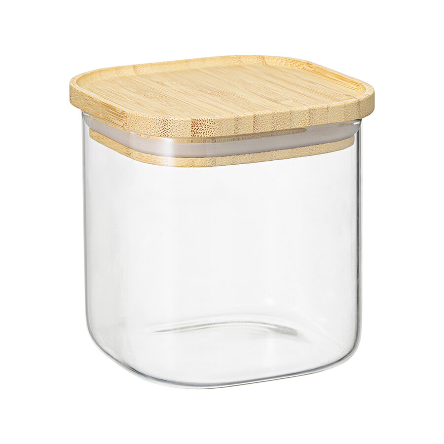 Банка для хранения 800 мл стеклянная квадратная с крышкой Glass Bamboo Smart Solutions SS0000159 — фото 1