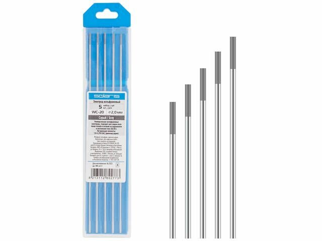 фото Электрод вольфрамовый серый WC-20, Ф 3,2 мм (набор 5 шт) SOLARIS (WM-4520)