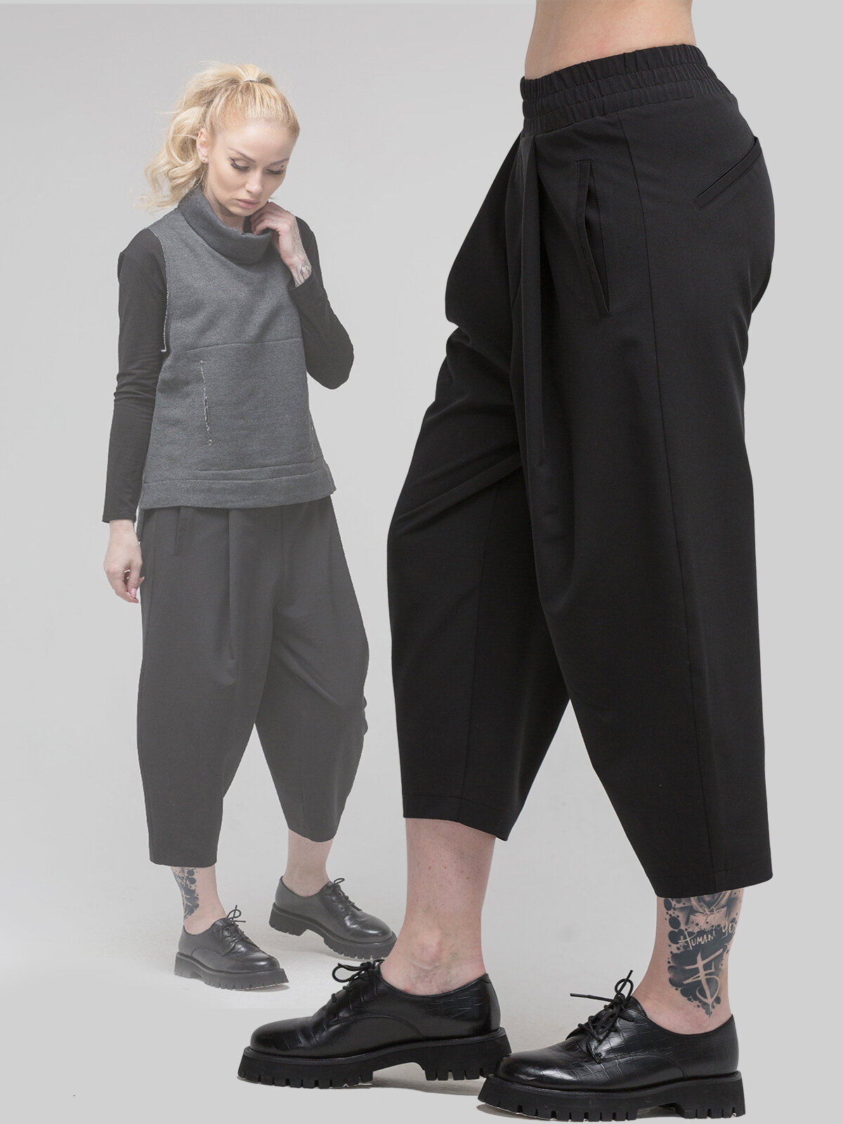 Брюки багги LK urban dress Базовая коллекция, размер 48, черный, черный матовый