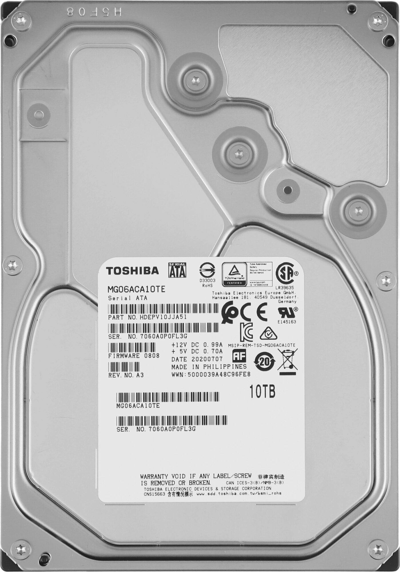 Жесткий диск TOSHIBA Enterprise Capacity , 10Тб, HDD, SATA III, 3.5" - фото №3