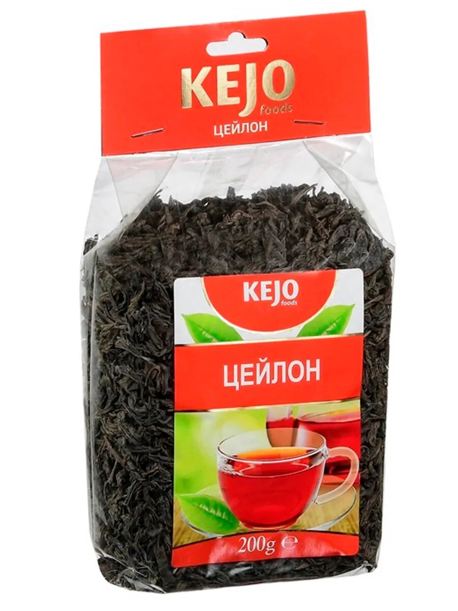 Черный чай KEJO foods "Цейлон", крупнолистовой, натуральный, 200 г