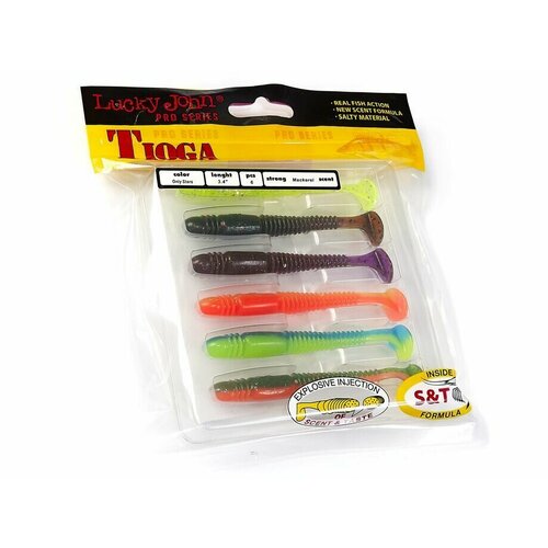 Мягкая съедобная приманка Lucky John Tioga 3.4 in (86 мм), цвет MIX1, 6 шт
