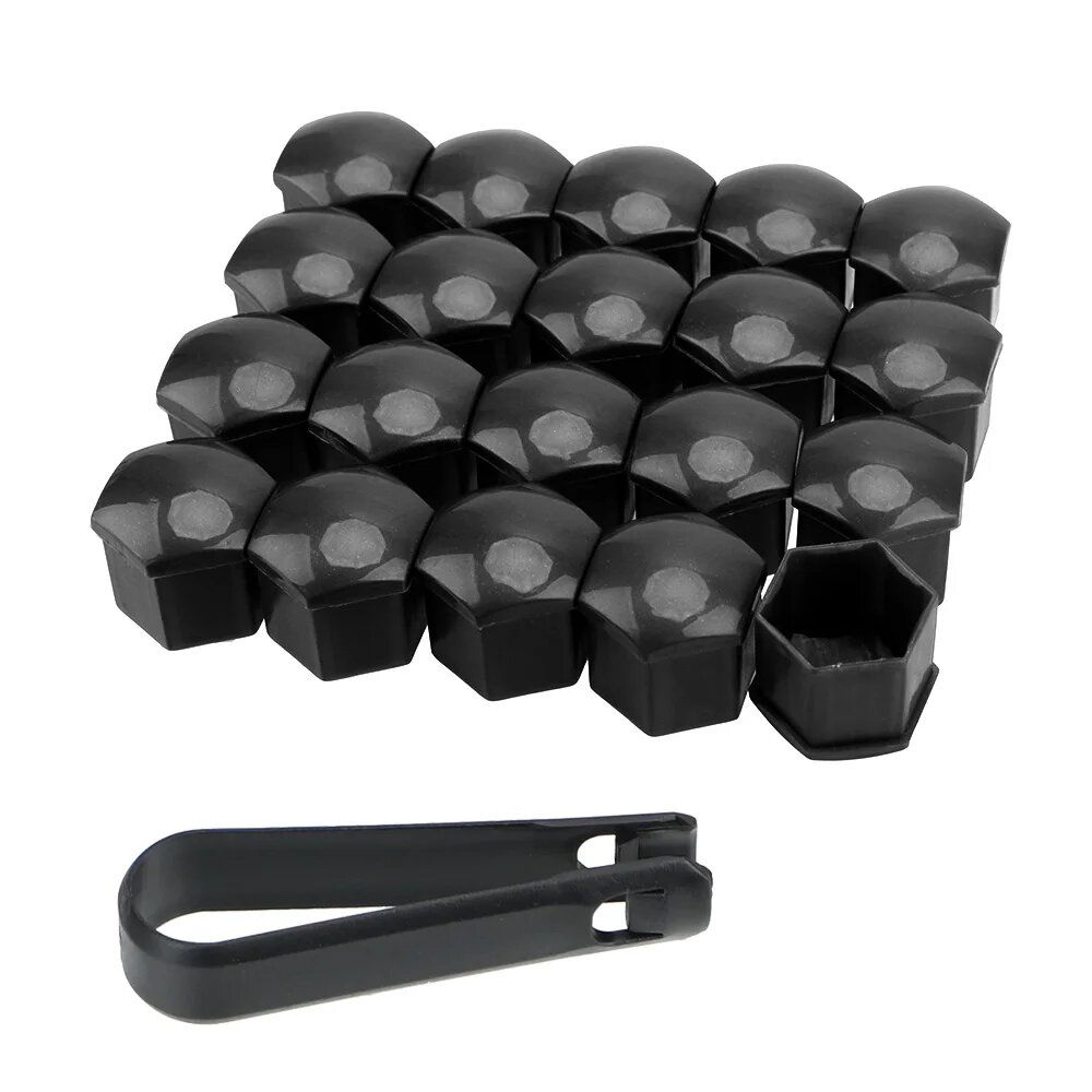 17mm/19mm/21mm 20Pcs Защитная крышка автомобильного колеса для крышки автомобильного колеса для крышки автомобильного колеса для винтов для крышки черных автомобильных шин для болтов для крышки шины для отделки шины, Black 20pcs, 17mm