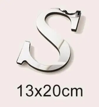 20 см большой размер 3D английские буквы акриловая зеркальная поверхность настенная наклейка алфавит плакат фестиваль вечерние украшения DIY художественная роспись Silver S